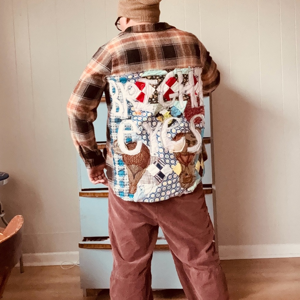 SOLD Bright Eyes Upcycled Flannel - Picture 3 of 10
